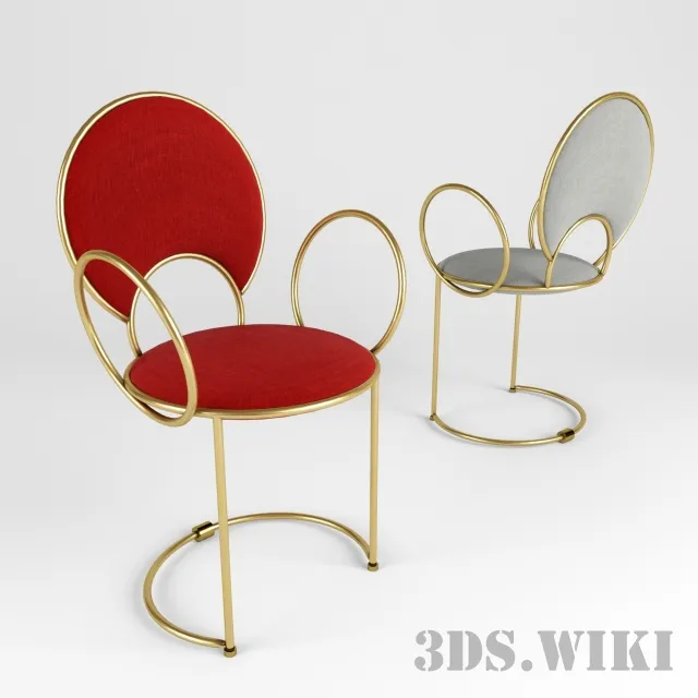 furniture - Chair with delicate hinged armrests 3D Model