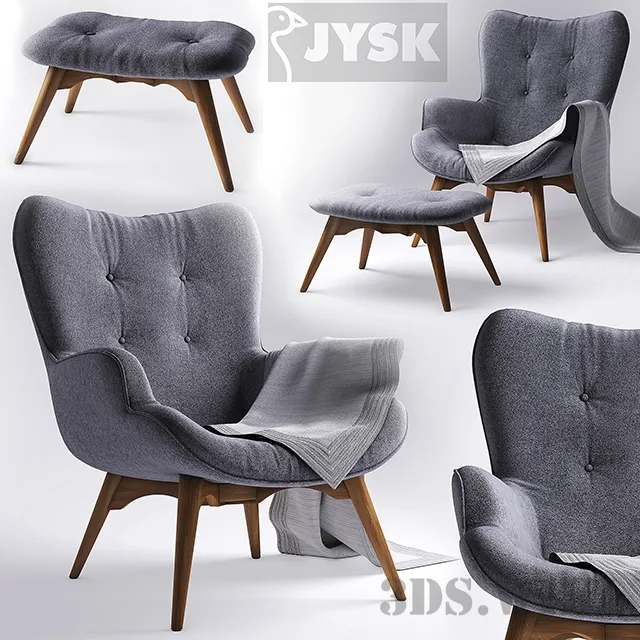 furniture - Chair with footrest EJERSLEV 3D Model