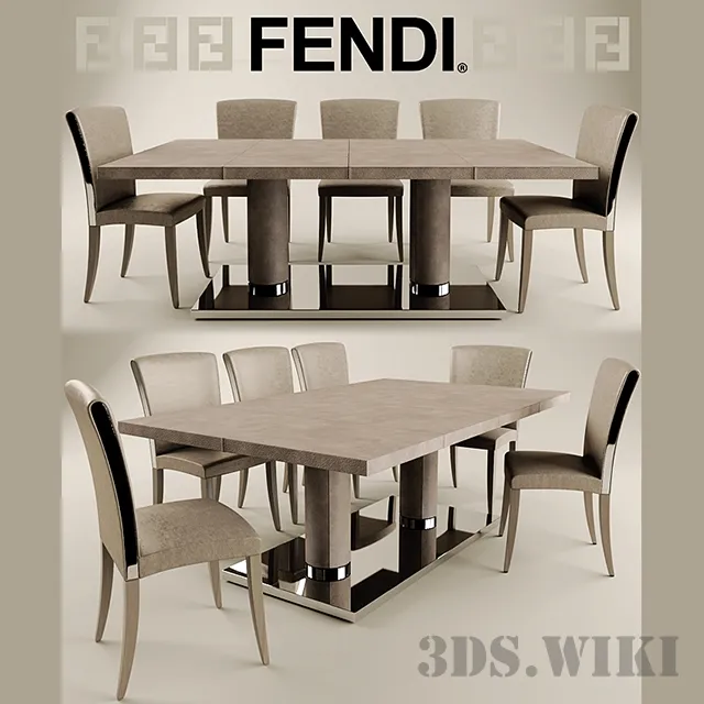 furniture - Chair with table Bernini and Elisa from FENDI CASA 3D Model