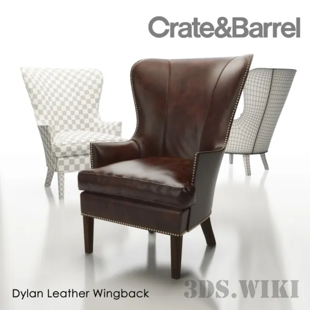 furniture - Chair_Barrel Dylan Leather Wingback 3D Model