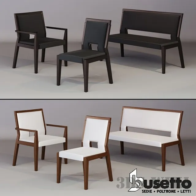 furniture - Chairs and bench Busetto 3D Model