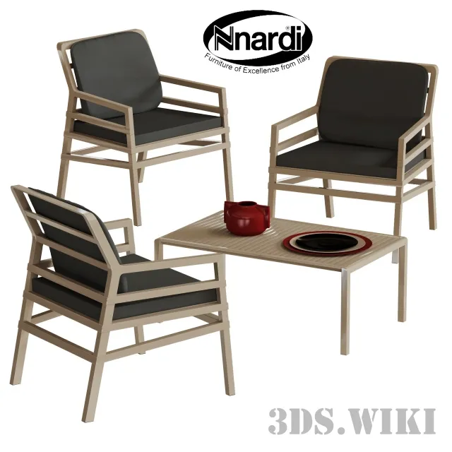 furniture - Chairs and coffee table Aria 3D Model
