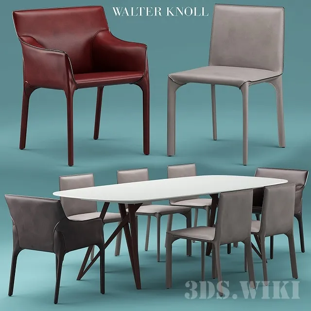 furniture - Chairs Walter Knoll with table 3D Model
