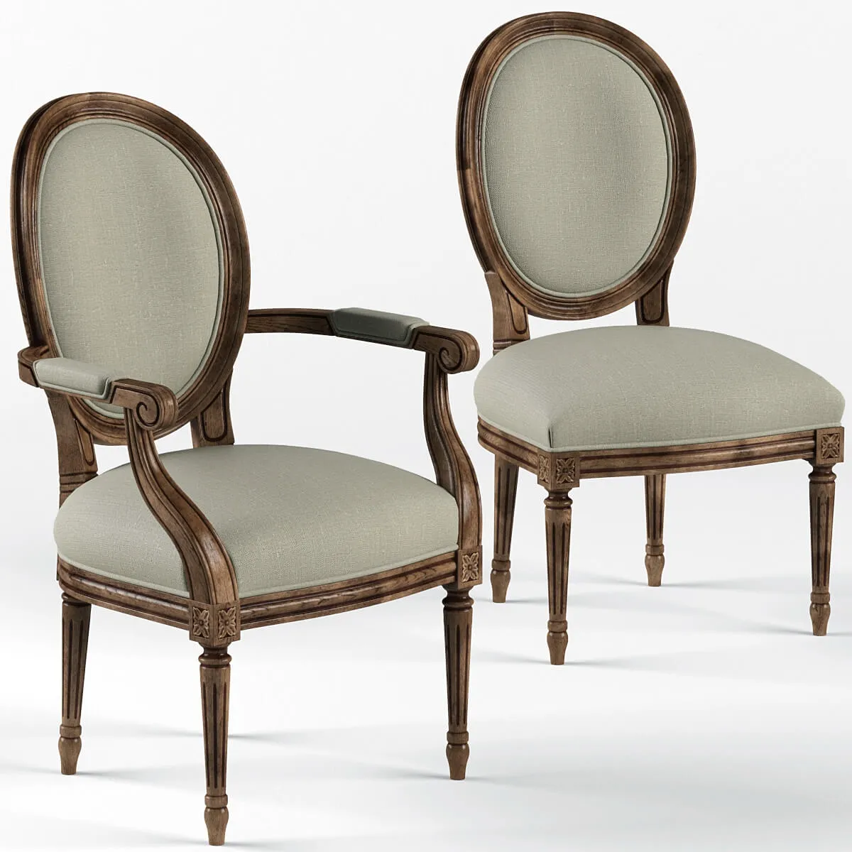 furniture - Chatton French Country Flax Linen Brown Ash 3D Model