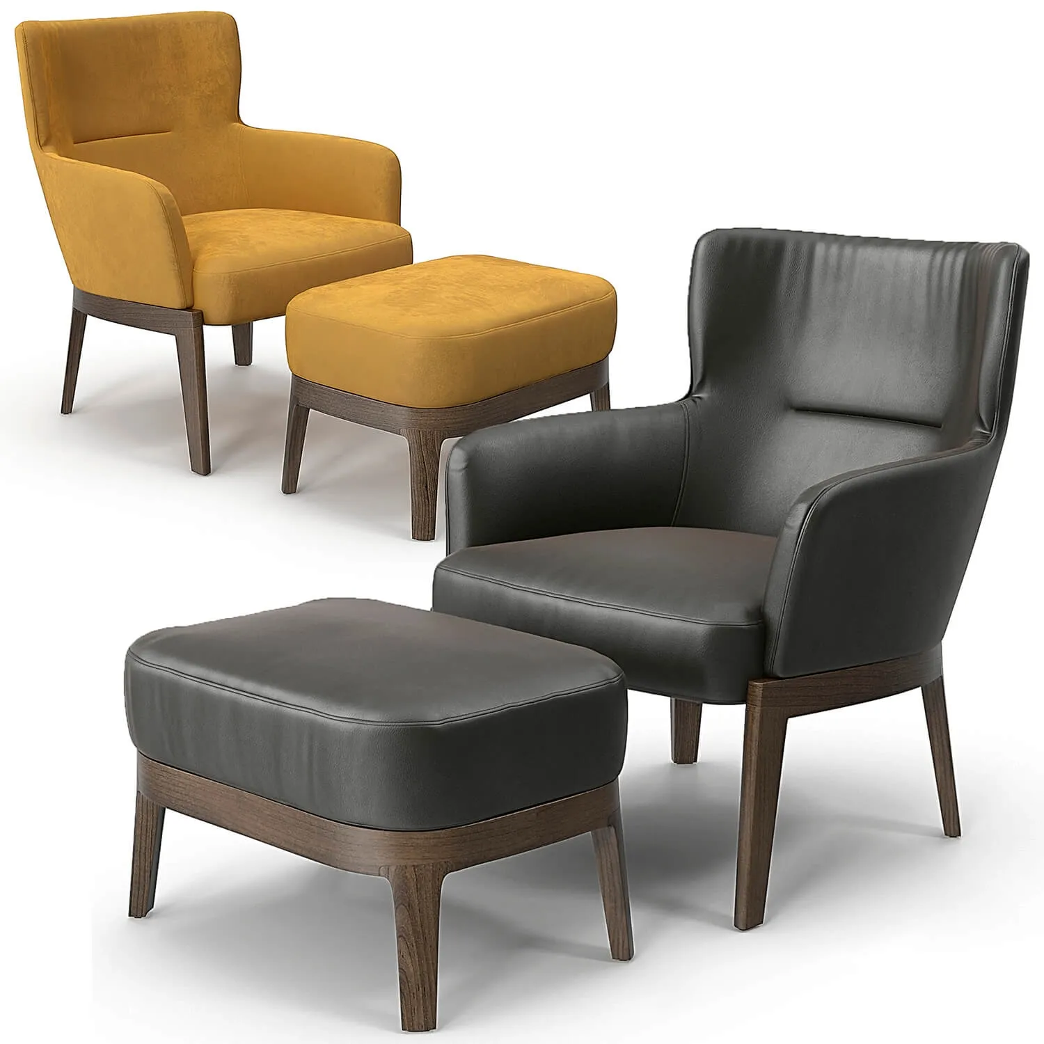 furniture - Chelsea chair and pouf 3D Model