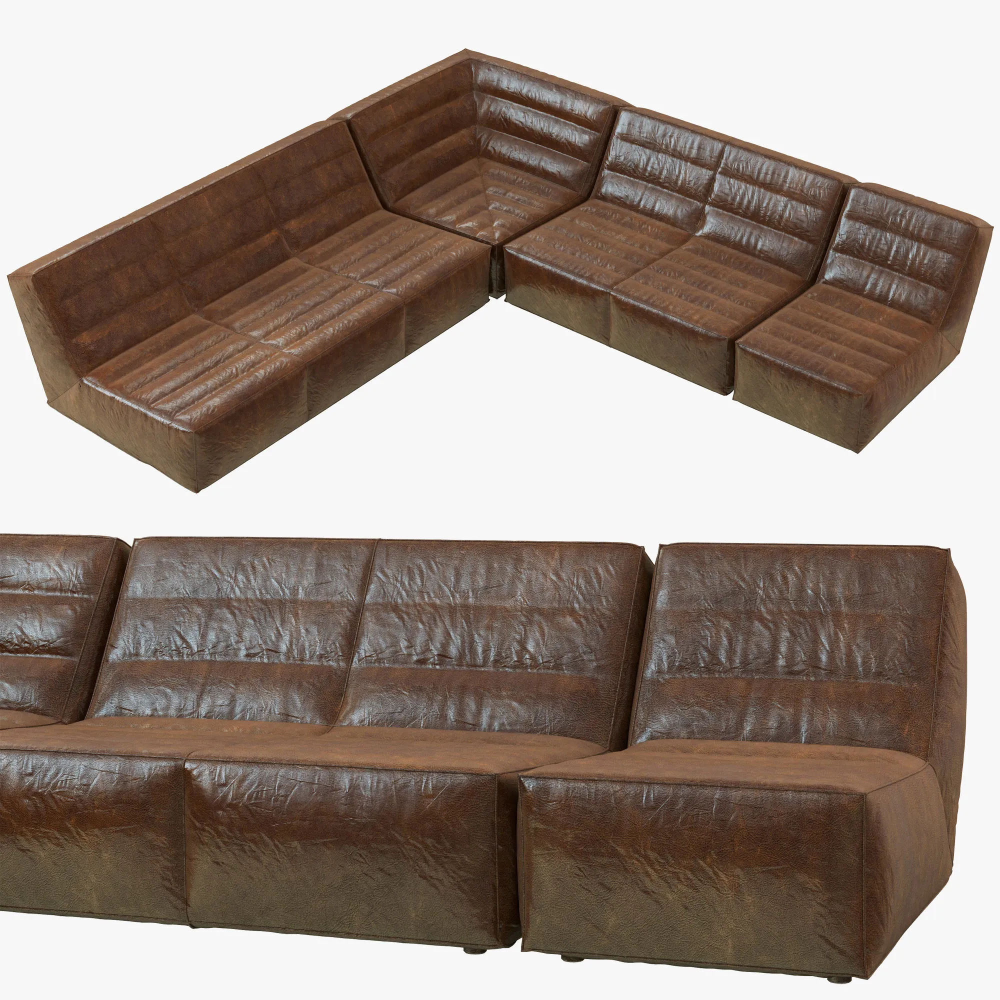 furniture - Chelsea leather sofa 01 3D Model