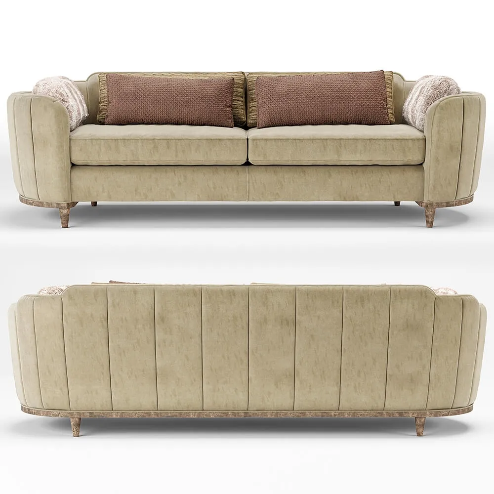 furniture - Cherish Round Barrel Beige Velvet sofa 3D Model
