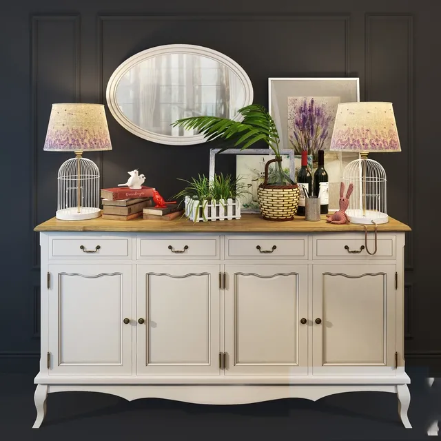 furniture - Chest Leontina with drawers and doors beige 3D Model