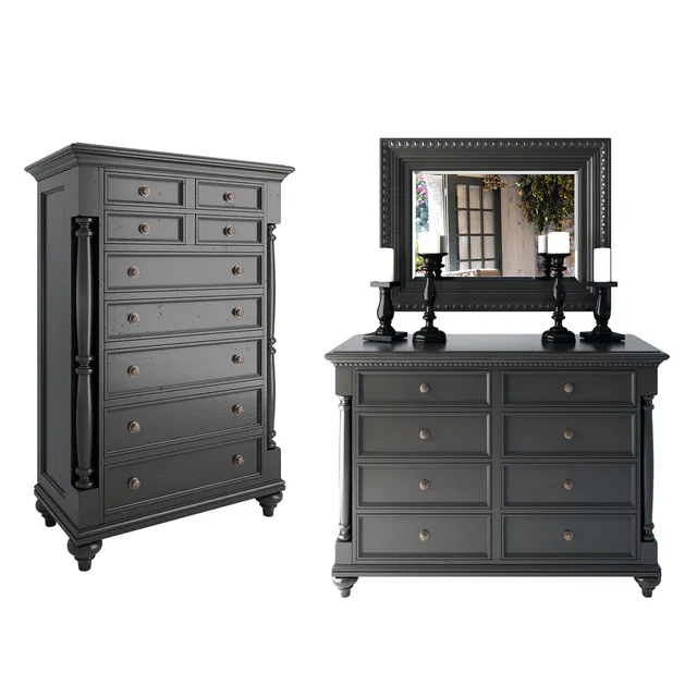 furniture - Chest of drawer with mirror 07 3D Model