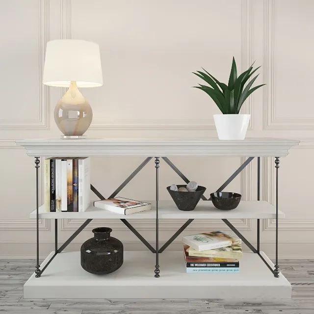 furniture - Chest of drawer with table lamp 3 3D Model