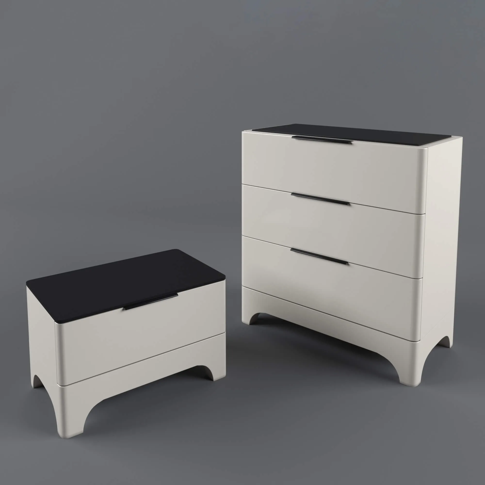furniture - Chest of drawers and bedside table Tango 3D Model