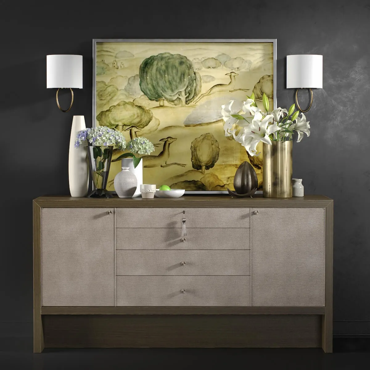 furniture - Chest of drawers Carmel Console with decor 3D Model