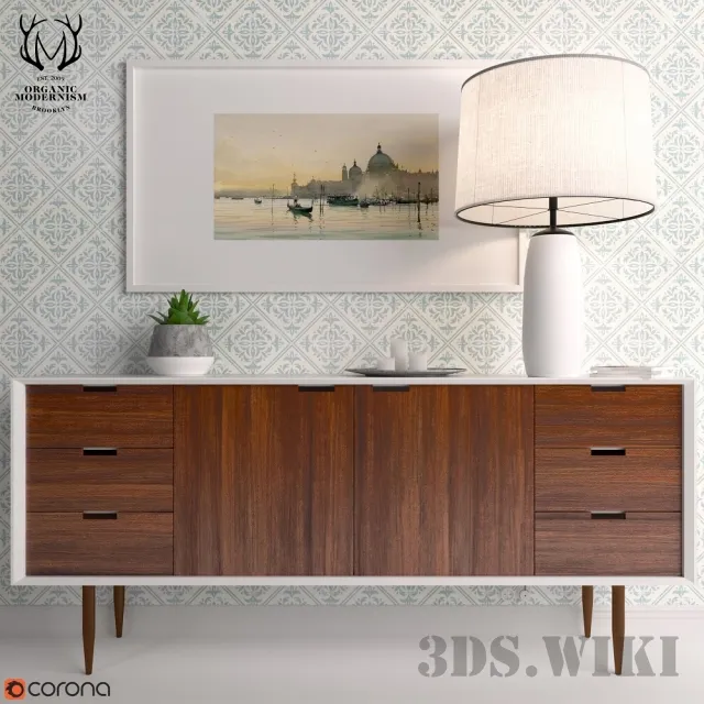 furniture - Chest of drawers Siena with decorative set 3D Model