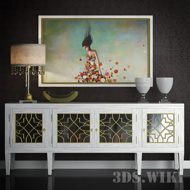 furniture - Chest of drawers with storage and decorative elements 3D Model