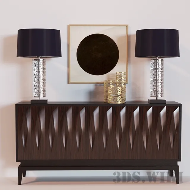 furniture - Chest of drawers with table lamps and other decorative elements 3D Model