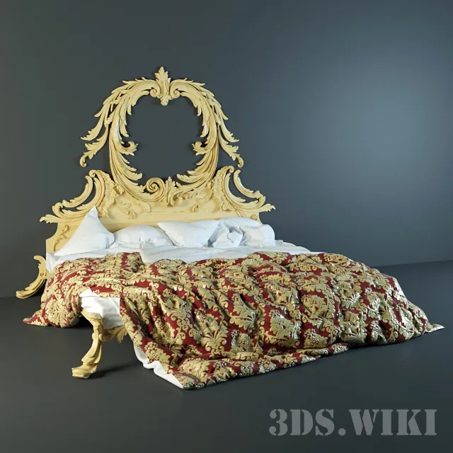 furniture - Chic classic bed with linens 3D Model