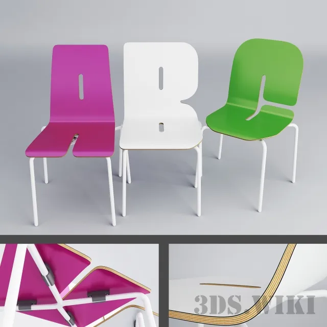furniture - Children's chairs with letters 3D Model
