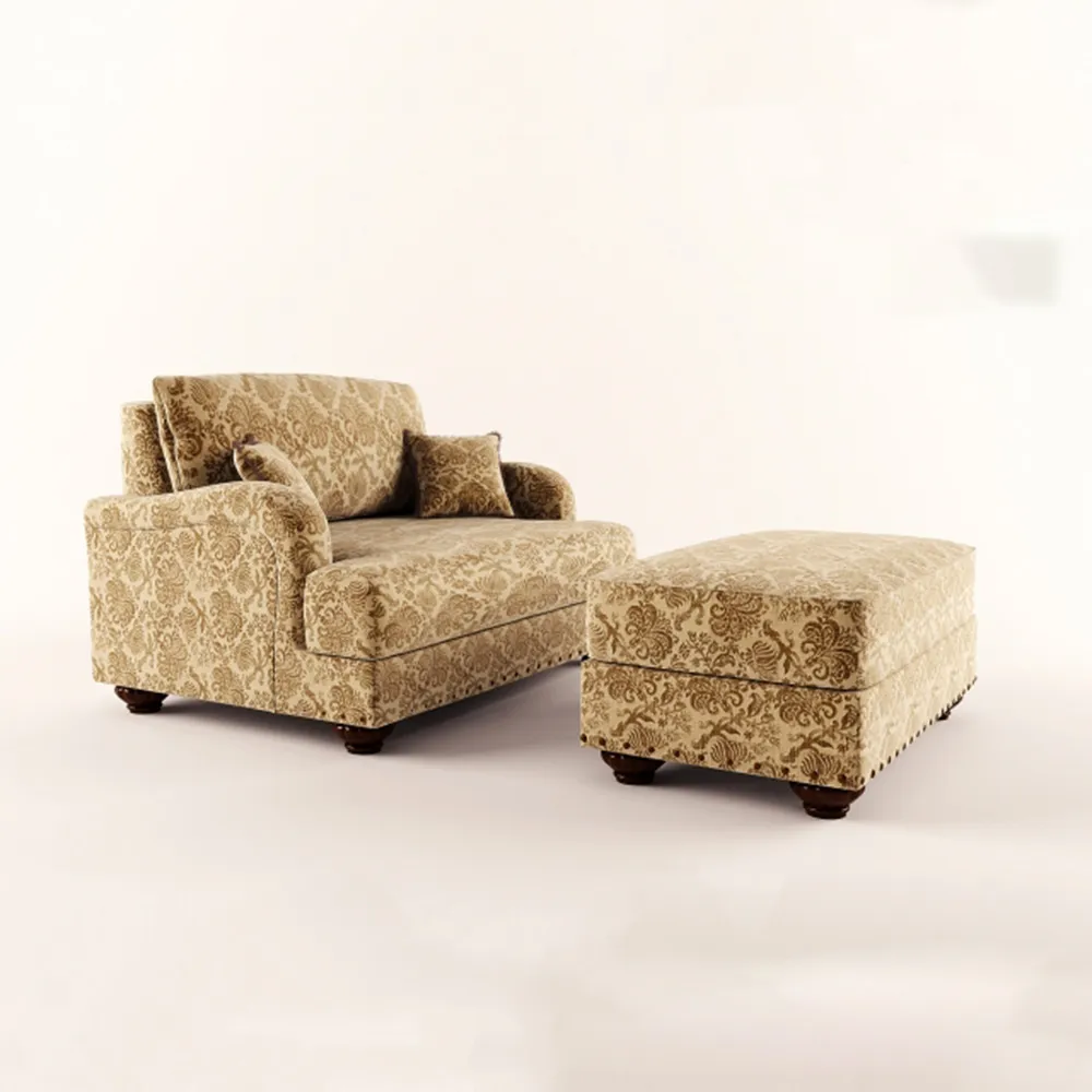 furniture - Classic armchair with ottoman 3D Model