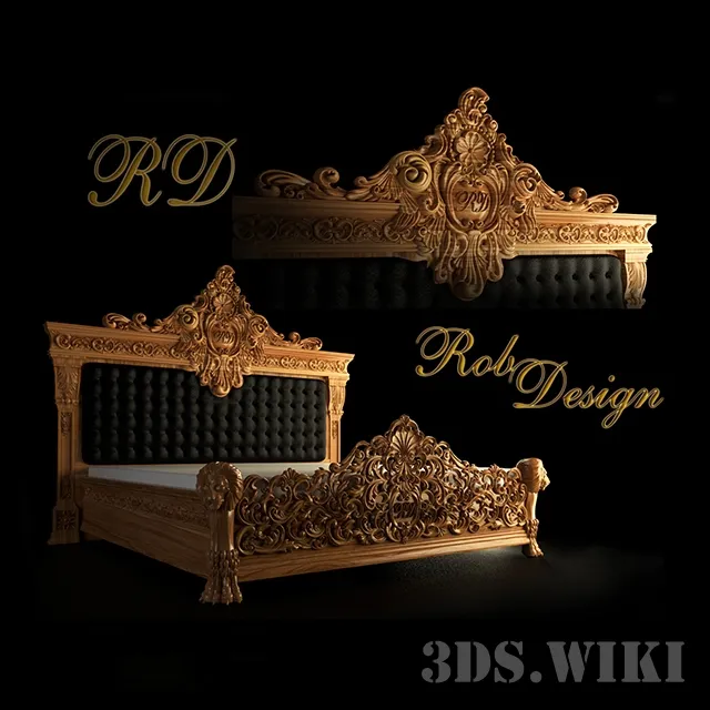 furniture - Classic carved bed 3D Model