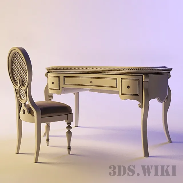furniture - Classic chair and chest of drawers 3D Model