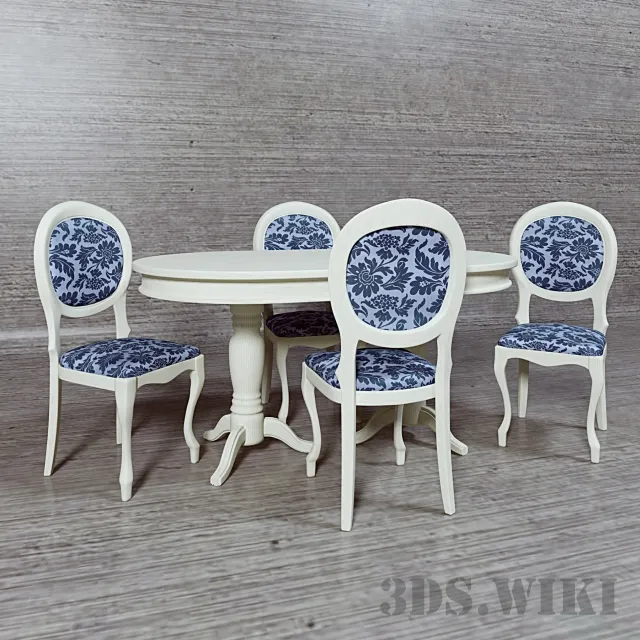 furniture - Classic Dining Table and Chair 3D Model