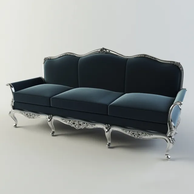 furniture - Classic leather sofa 3D Model