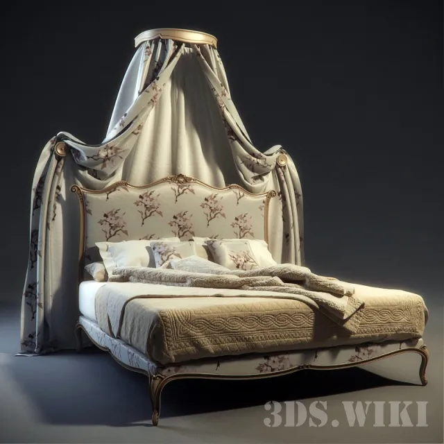 furniture - Classic plush double bed 3D Model