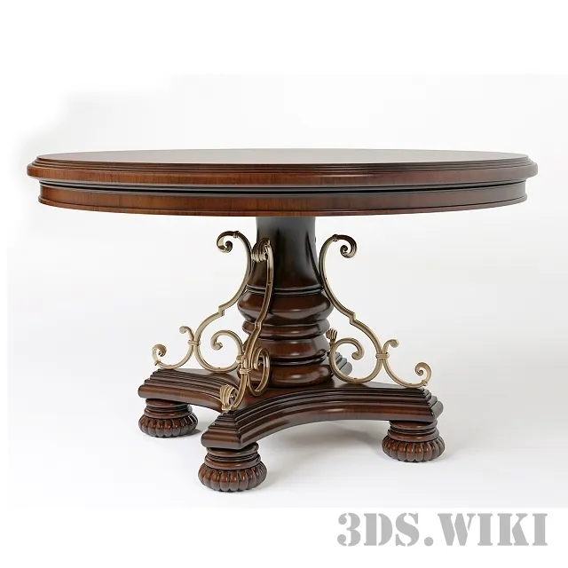 furniture - Classic round table with patterns 3D Model