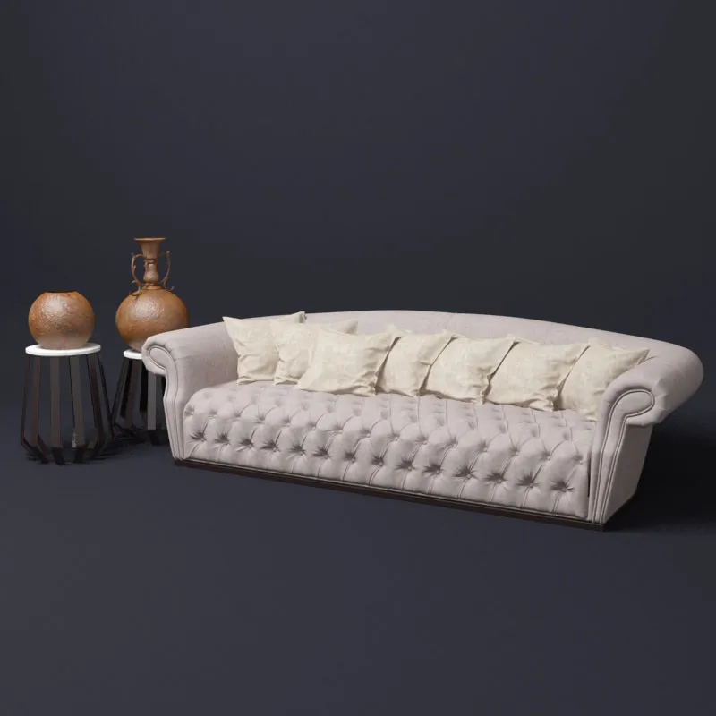 furniture - Classic sofa with pillows 3D Model