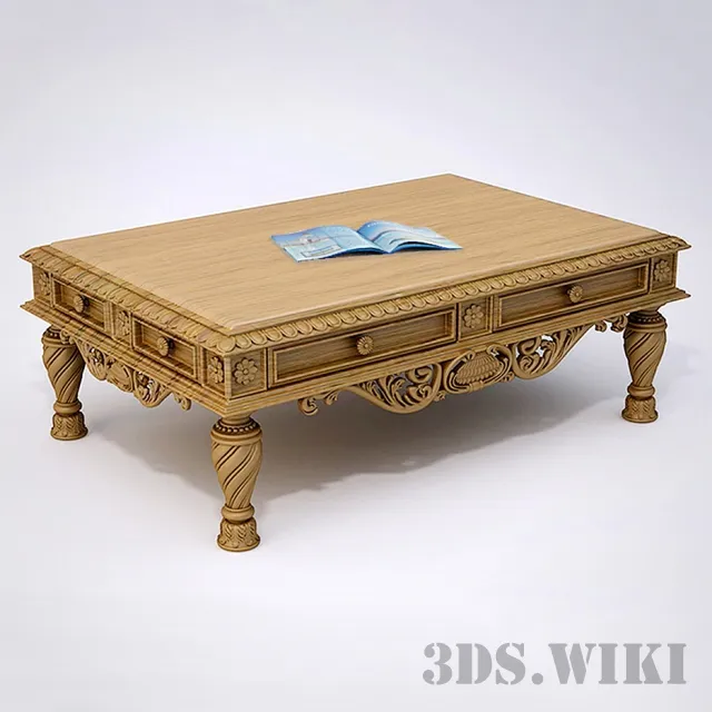 furniture - Classic wooden coffee table 3D Model