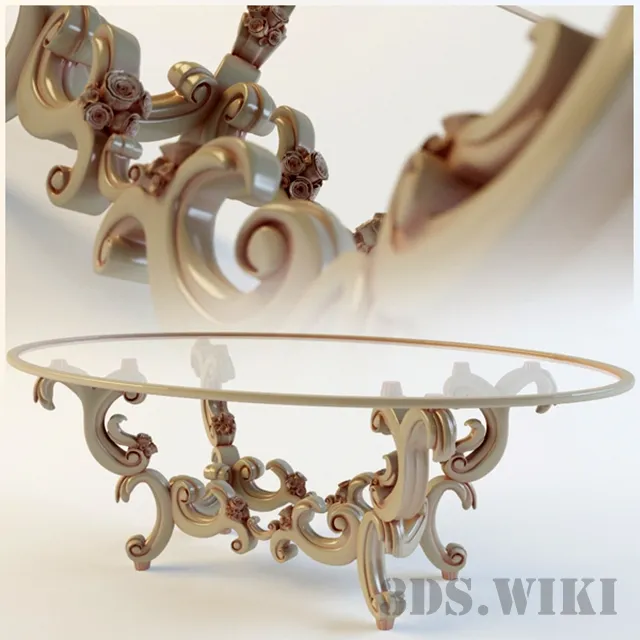 furniture - Classic writing glass table 3D Model