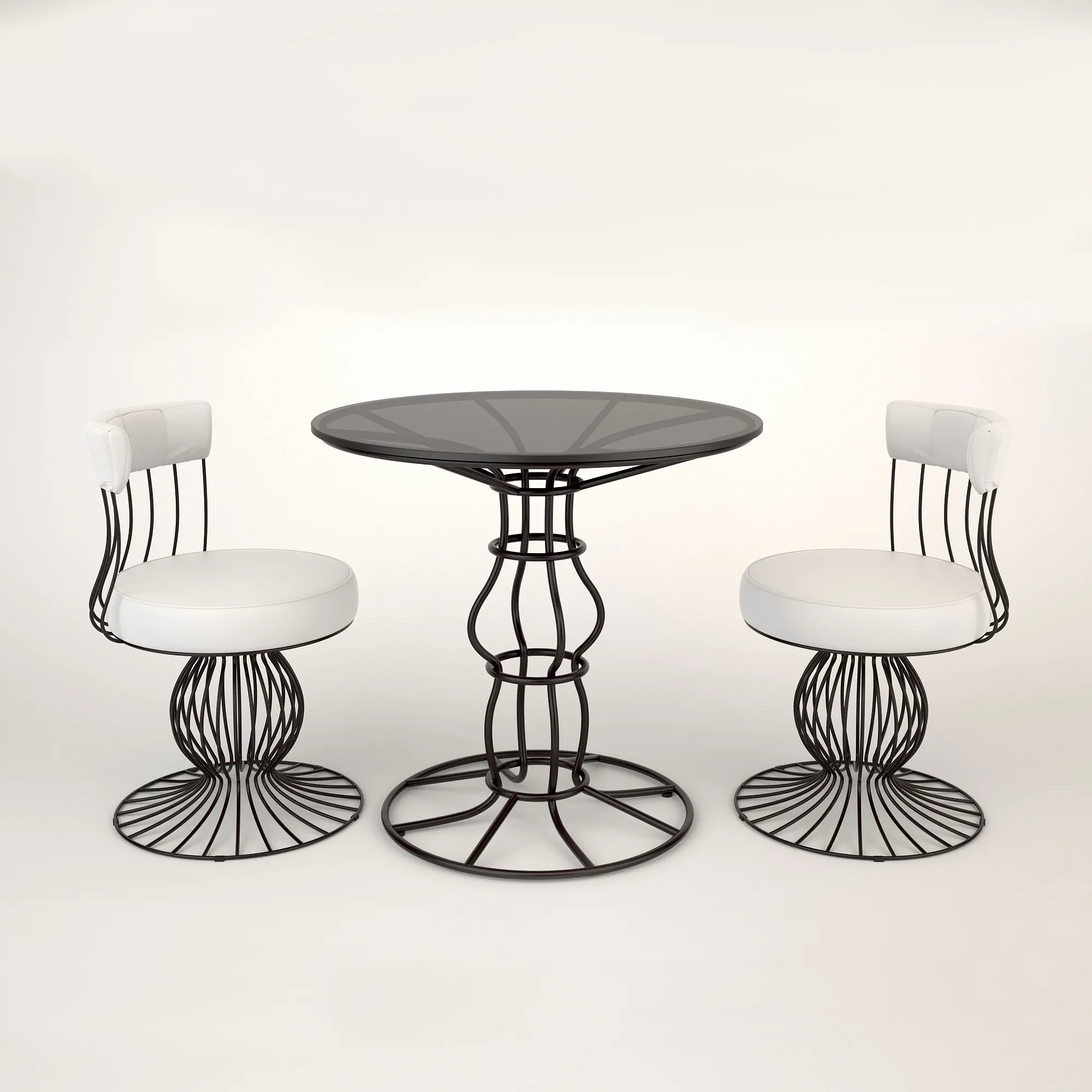 furniture - Coffee table + chairs 04 3D Model