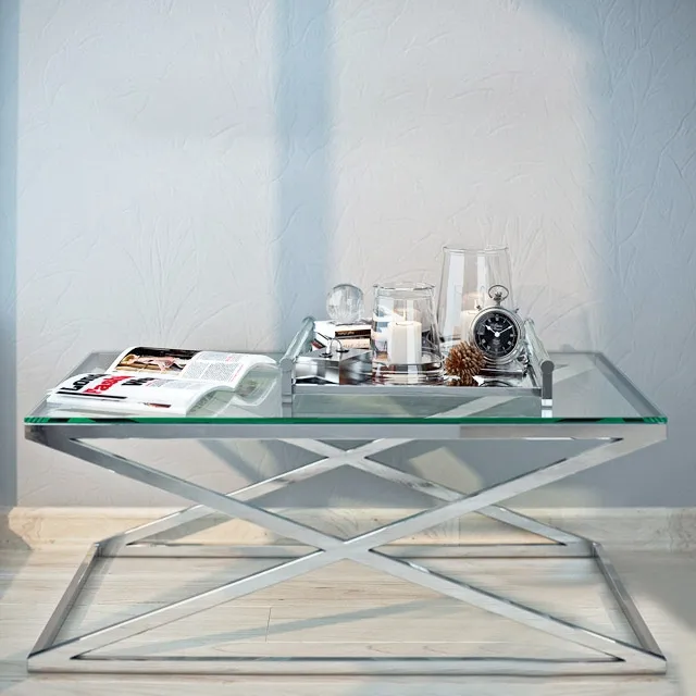 furniture - Coffee table Criss Cross by Eichholtz with decor 3D Model