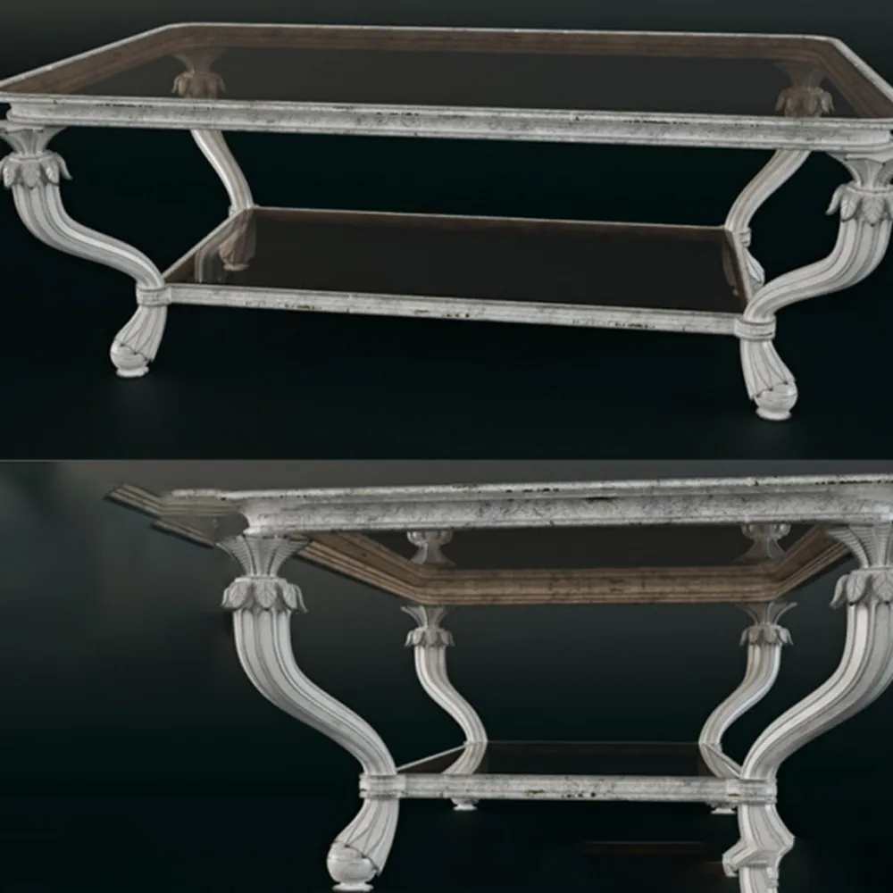 furniture - COFFEE TABLE WITH CRYSTAL SHELF 3D Model