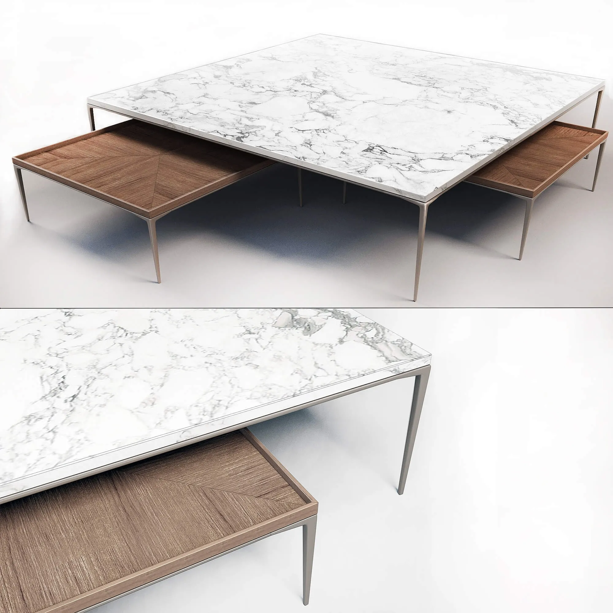 furniture - Coffee tables - Walnut and Сalacatta Marble Palladio 3D Model