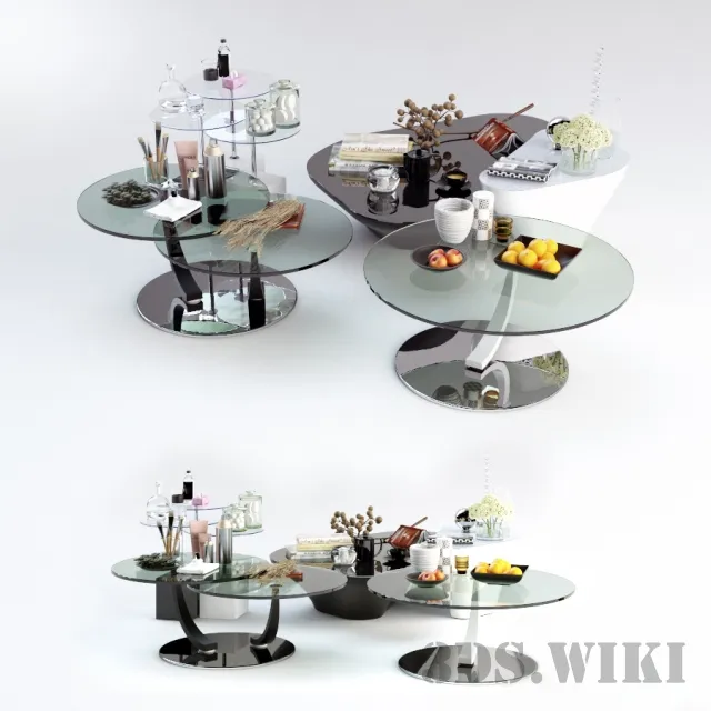 furniture - Coffee tables with decorative sets 3D Model