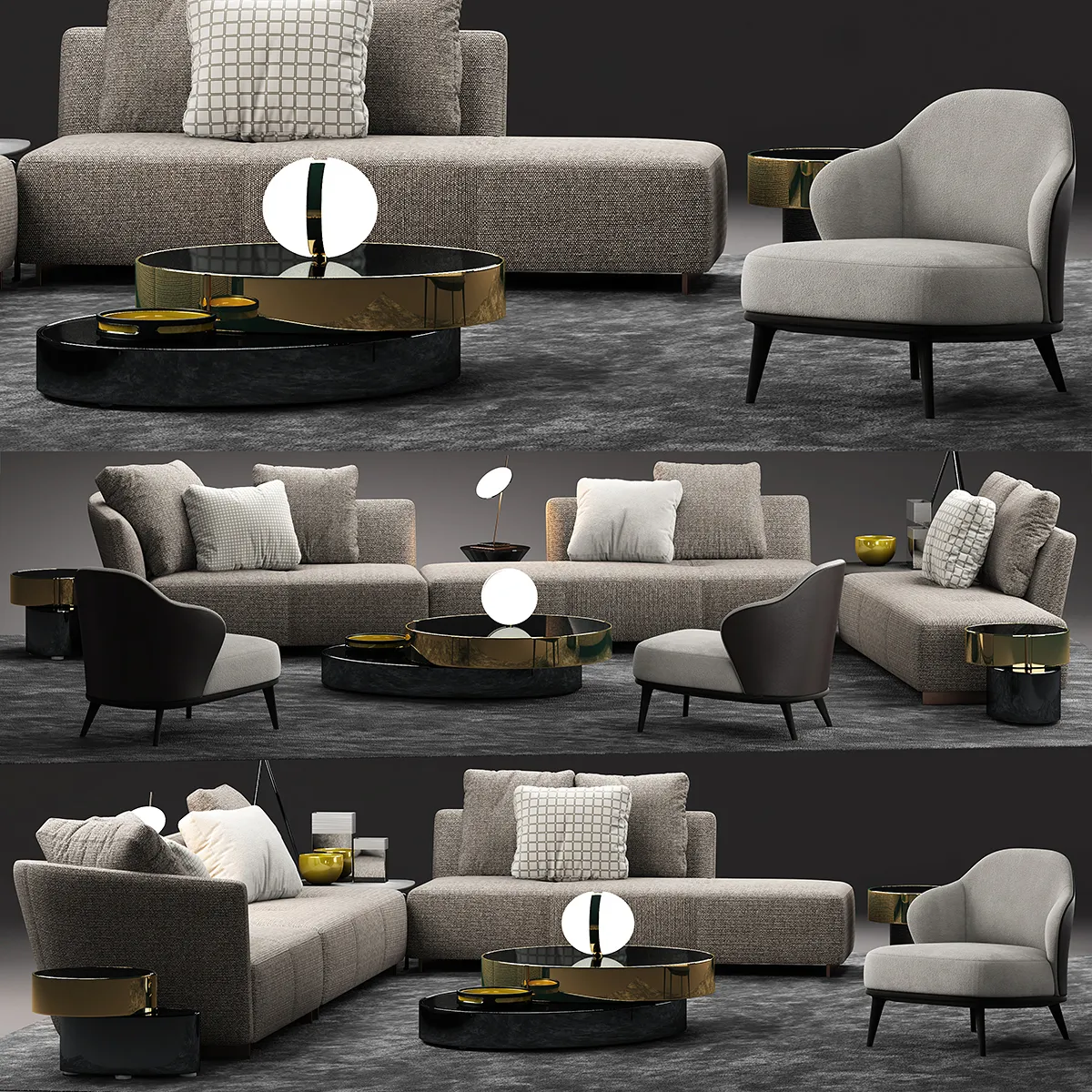 furniture - Collar Minotti  sofa 02 3D Model