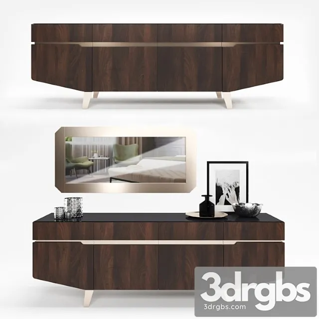 Furniture collection for living room accademia dresser + mirror 2 3D Model Free
