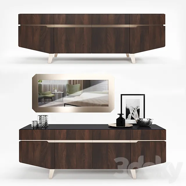 Furniture collection for living room Accademia Dresser + Mirror 3DModel