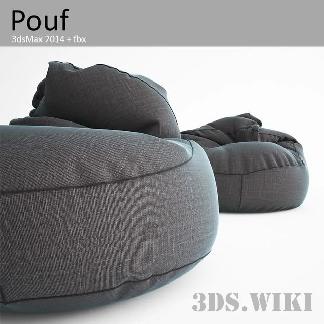 furniture - Collection of modern poufs 3D Model