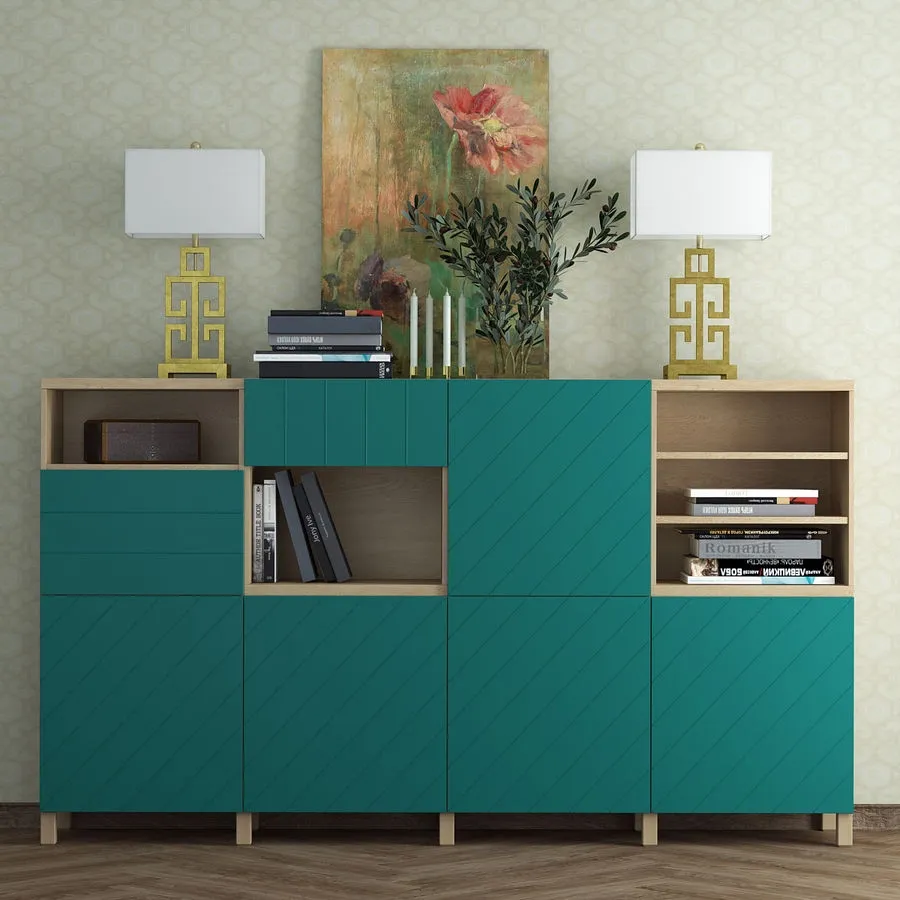 furniture - Combination for storage Ikea Besta  Hallstavik (blue - green) 3D Model