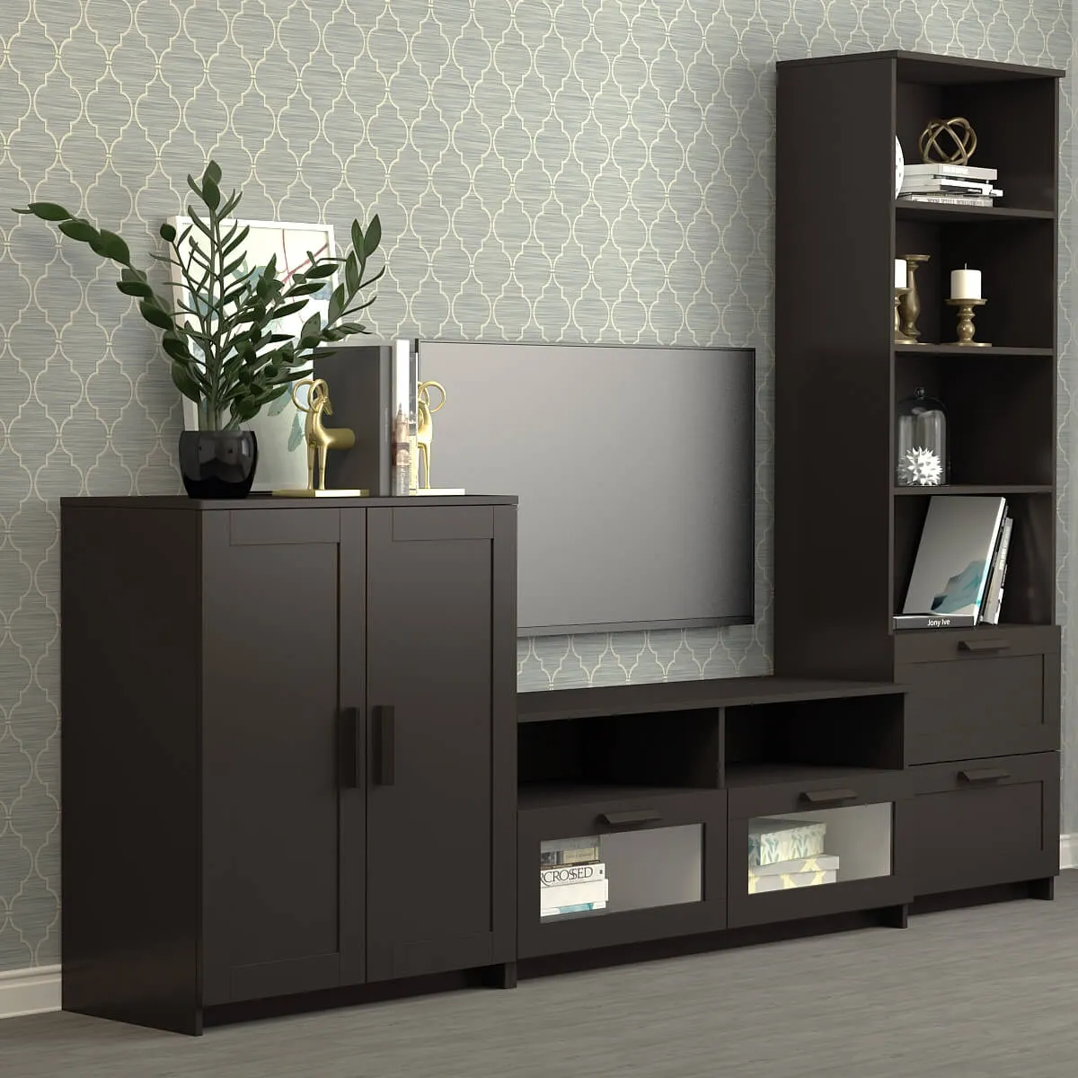 furniture - Combination TV Ikea Brimnes 3D Model