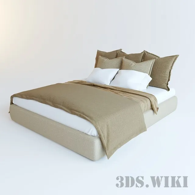 furniture - Compact bed with linens 3D Model