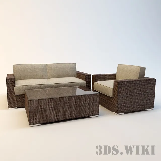 furniture - Complex - Small sofa armchair and table 3D Model