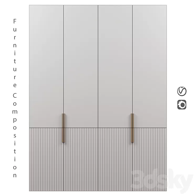 Furniture composition | 201 | Cupboard 3D Model Free