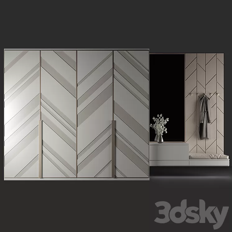 Furniture composition for hallway 62 3D Model