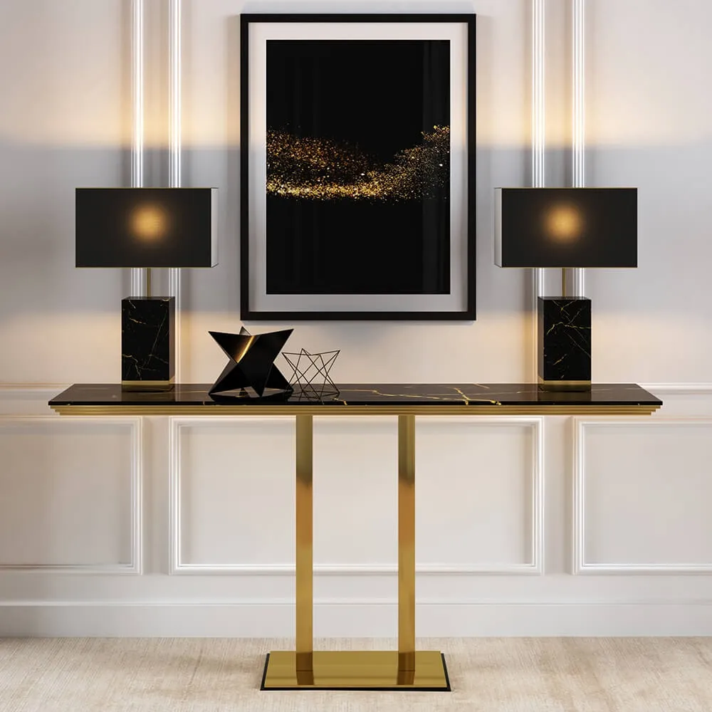 furniture - Console in gold and black marble finishes 3D Model
