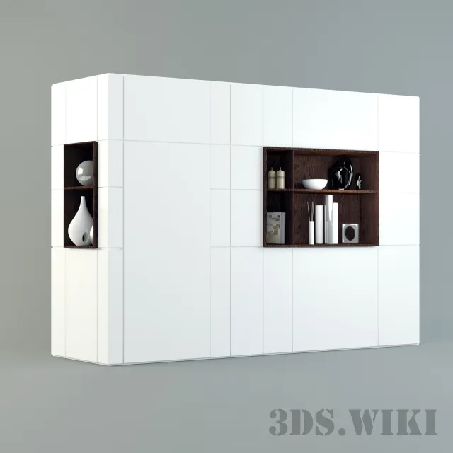 furniture - Contemporary Rectangular Modular Wardrobe 3D Model