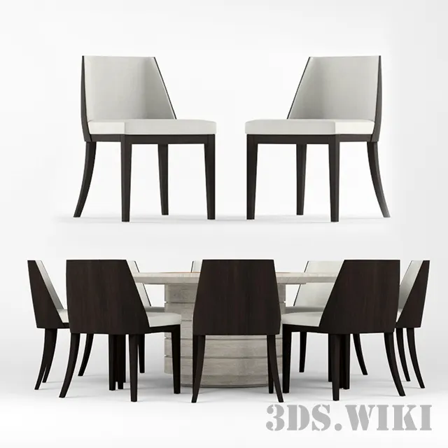 furniture - Contemporary round table with chairs 3D Model