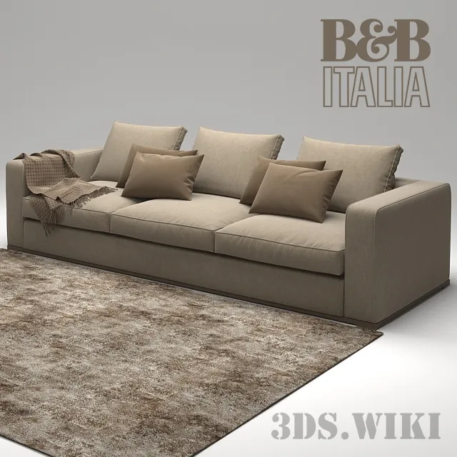 furniture - Contemporary Rug in Front Of Sofa With Pillows 3D Model